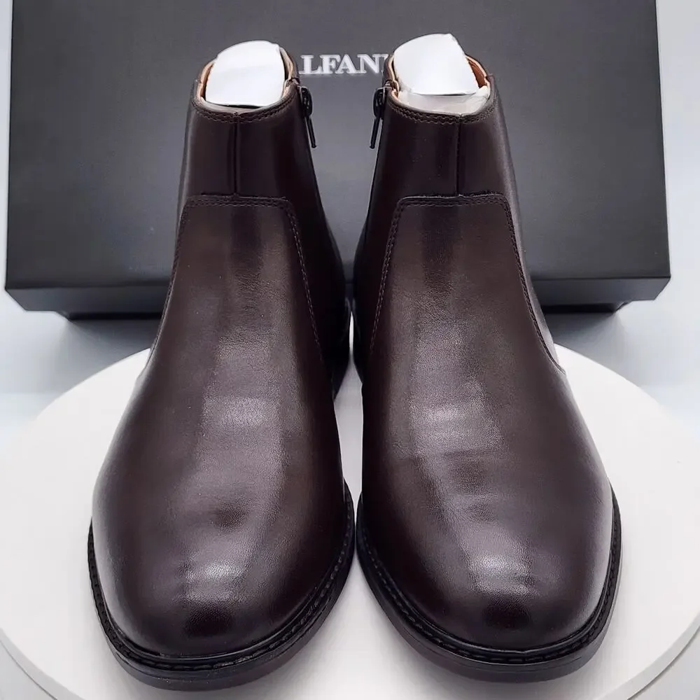 Alfani Liam Men’s Espresso Brown Side Zip Ankle Dress Boots Size 7.5 M